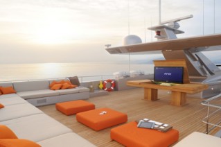 Admiral motor yacht AQUA -  Top Deck Sunpads and TV